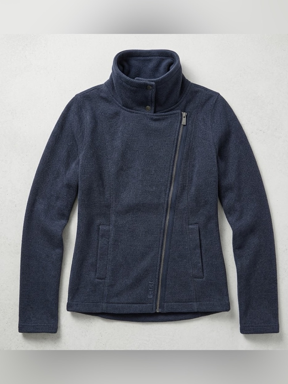 Bench Navy Blue Asymmetrical Zip Flannel Neck Jacket Women’s Small
